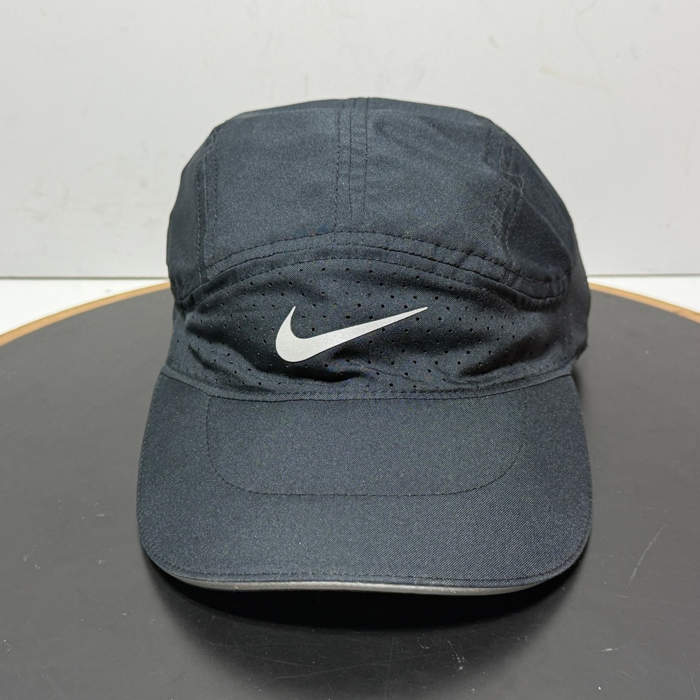 Nike Tailwind AeroBill Hat Men 5‎ Panel Running Cap Black Dri Fit ADV Tech